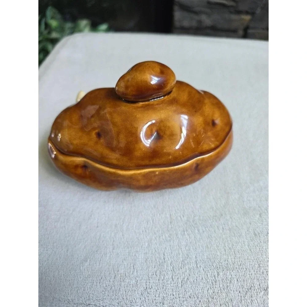 VINTAGE Atlantic Mold Ceramic Baked Potato Sour Cream Serving Dish w/Spoon & Lid